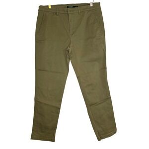 Lauren Ralph Lauren Women Green Chino Flat Front Pants 14 Straight Leg‎ Preppy